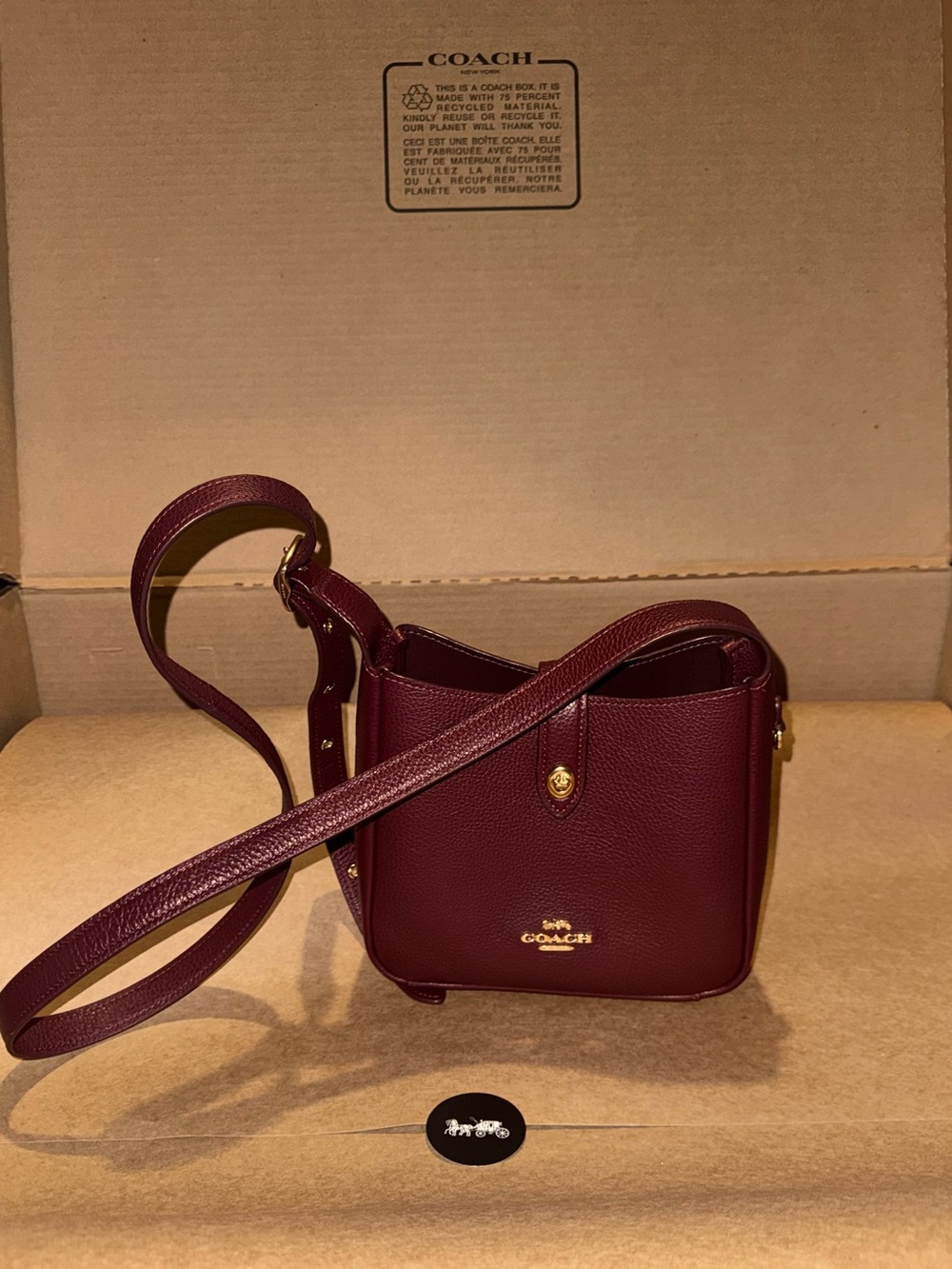 Coach Mini Hadley Merlot Pebbled Leather Crossbody